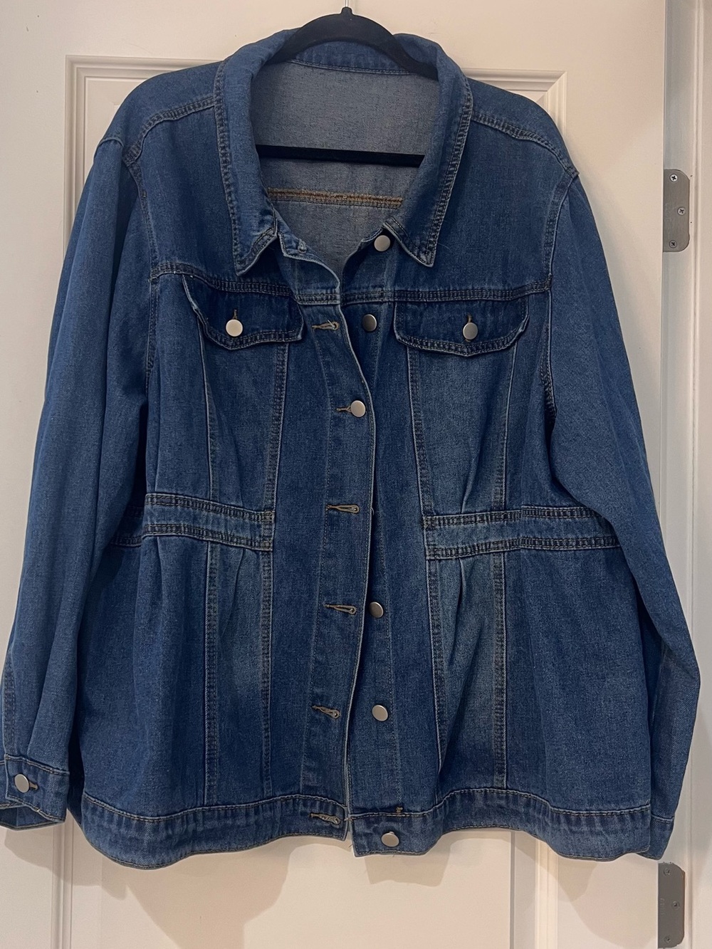 SHEIN Curve+ Women’s 6XL US 24/26 Blue Denim Peplum Jacket Button Front Pockets